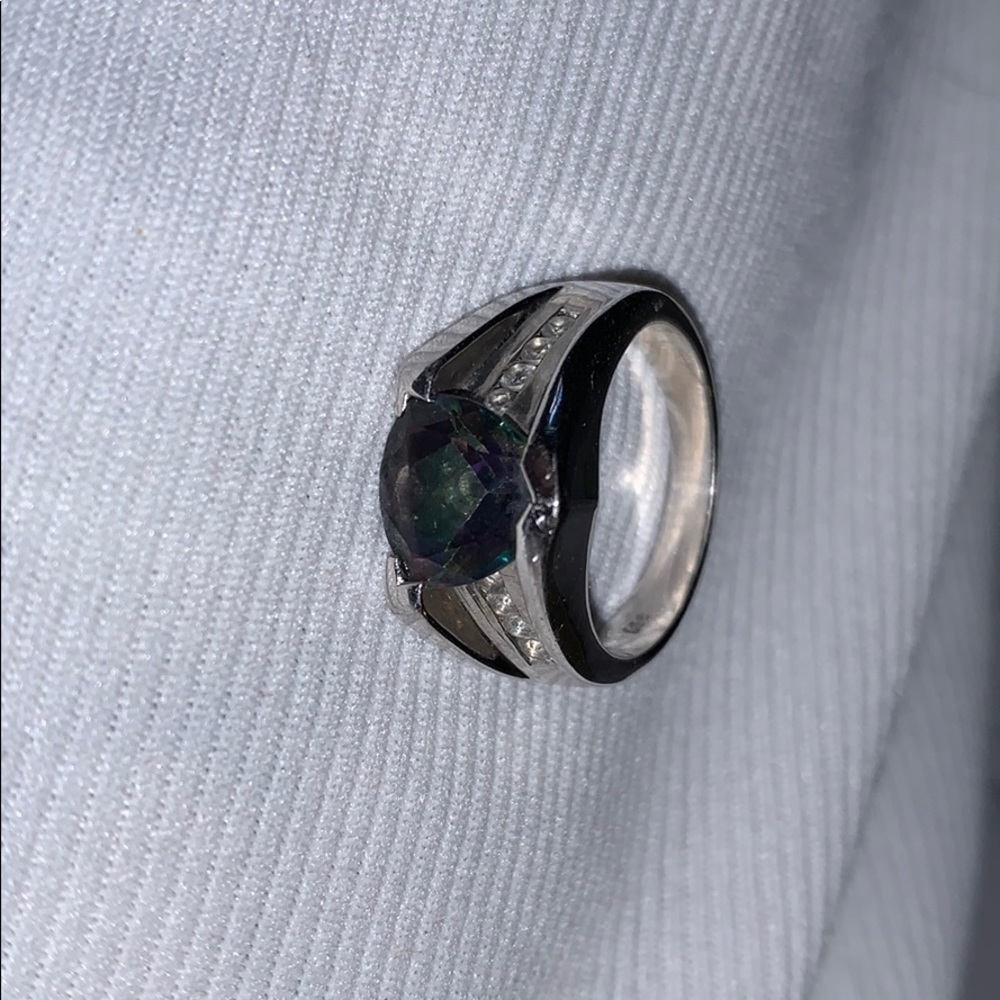 A trillion cut Ametrine ring  size 7  Sterling Sil